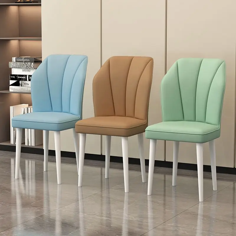 Cream style dining chair simple light luxury dining chair casual restaurant soft bag stool makeup home backrest chair