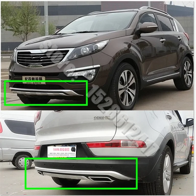High quality ABS chrome Front + rear bumper protection plate guard for 2011-2017 Kia Sportager