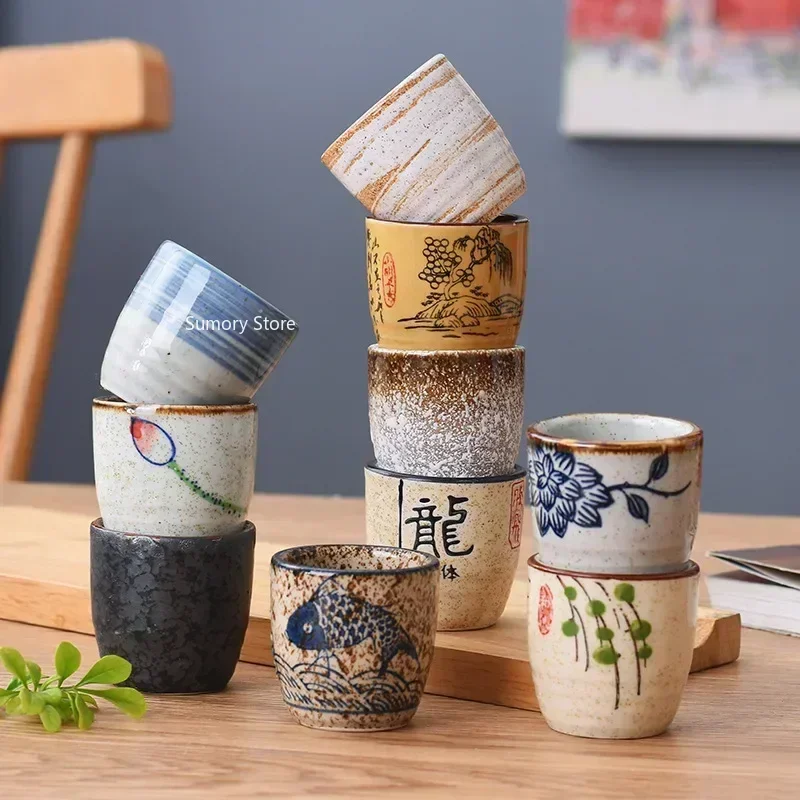 50ml Chinese Retro Ceramic Tea Cup Ceramic Mug Japanese Sake Cup Crockery Tea Cups Personal Single Cup Drinkware Cute Cup