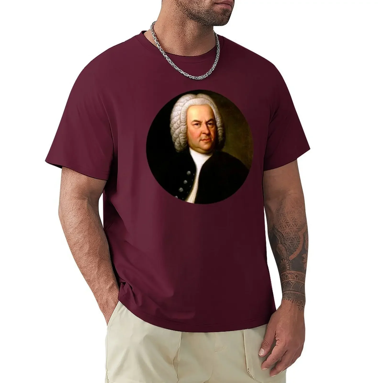 fashion heavyweight vintage Johann Sebastian Bach Composer Portrait T-Shirt for a boy customs shirts graphic tees mens clothes