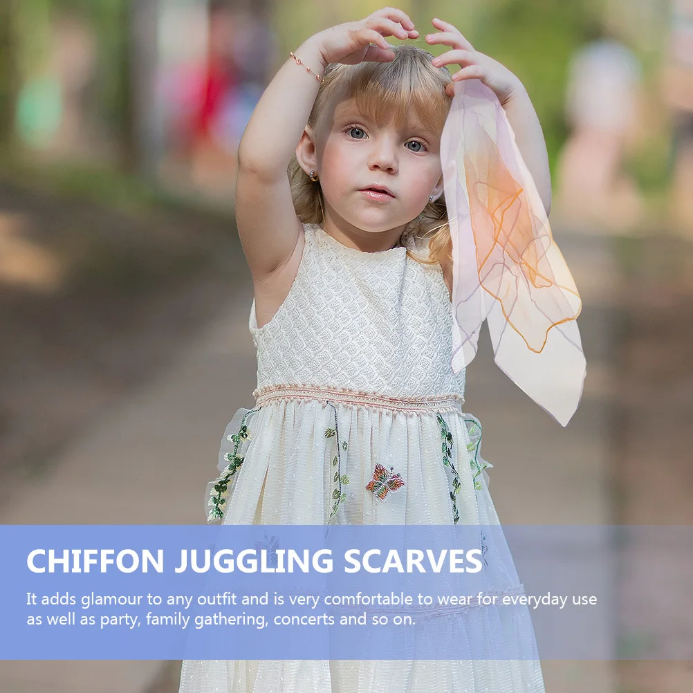 

12 шт. красочные подарочные шарфы, легкие шифоновые танцевальные аксессуары для выступления на сцене, реквизит для жонглирования, игровые шарфы, квадратные