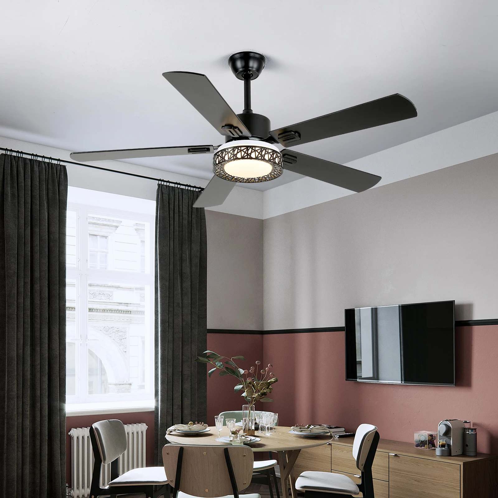 VETRULUS مروحة ضوء السقف الخشبية مع جهاز التحكم عن بعد غرفة المعيشة غرفة الأطفال Led مصباح السقف إضاءة ديكورية المنزل