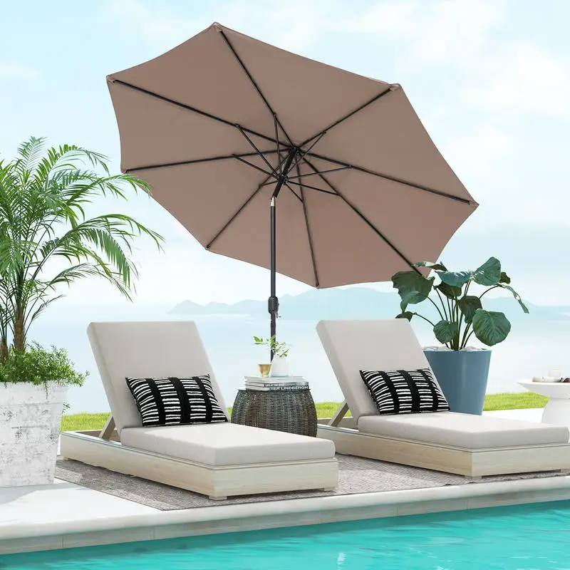 

10 Feet Outdoor Patio Umbrella with Tilt Adjustment and Crank-Tan