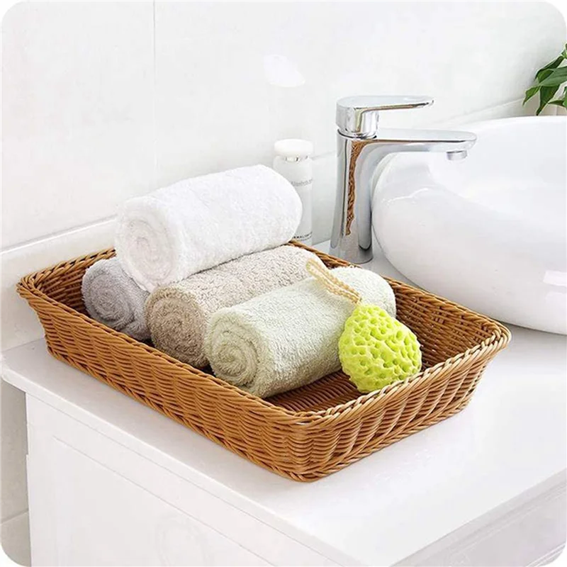 

6 Pcs Hand-Woven Rattan Woven Bread Basket,Wicker Food Serving Basket For Fruit,Vegetables,Home Kitchen,Restaurant,Etc
