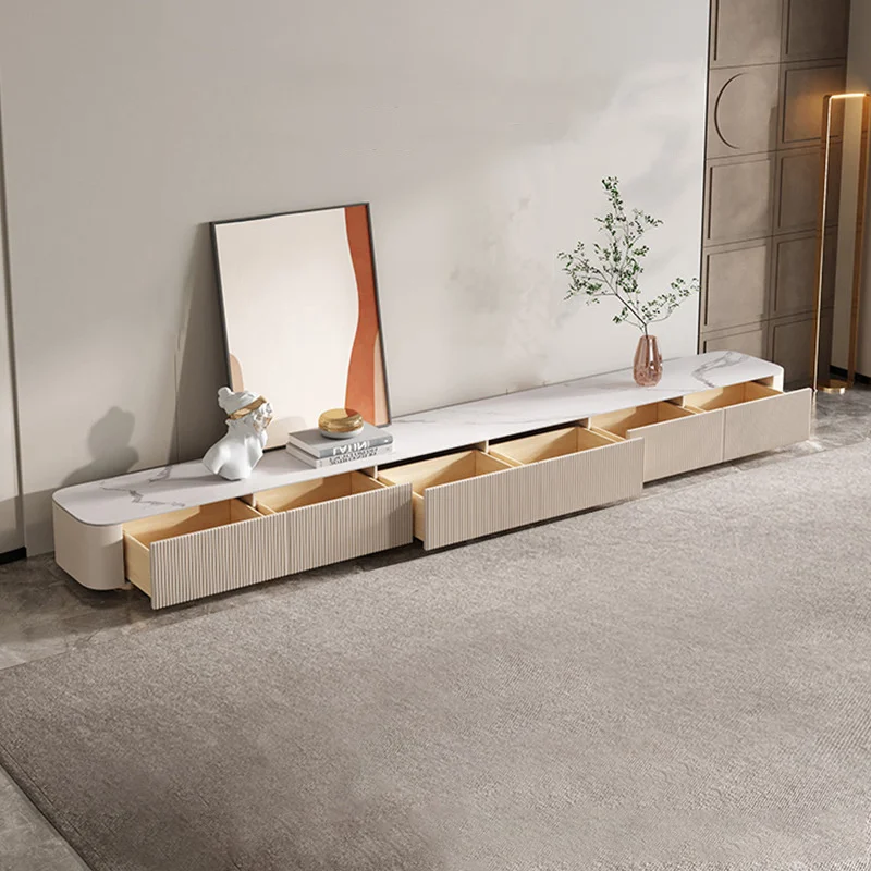 Luxury Modern E0 Level Multi-Layer Solid Wood TV Cabinet Stand Hidden Bottom Silent Guide Rail Combination Home Living Room