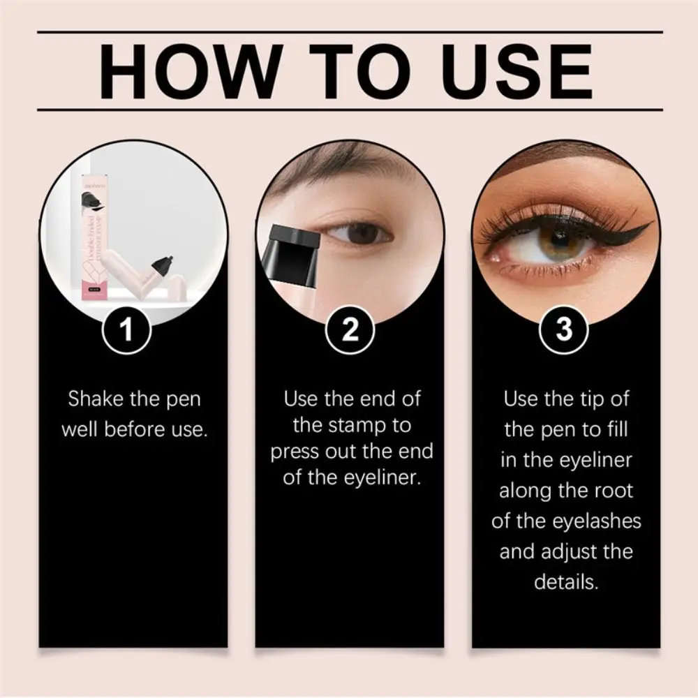 New Waterproof Eyeliner Stamp Quick Dry Black Color Eye Liner Stamp Rotatable Portable Eyeliner Stamp Pen