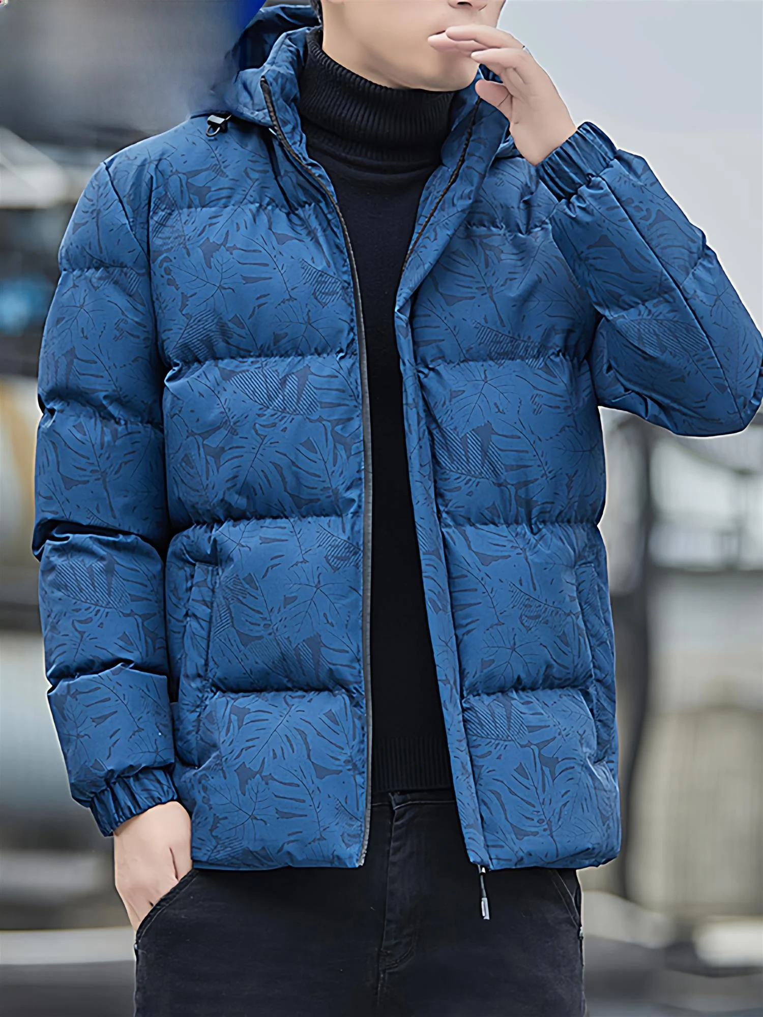 Cappotto invernale da uomo Jaet in cotone con cappuccio foderato in Fce, vestibilità ampia, vestibilità ampia, Faion Urban Sle, tomaia per giovani