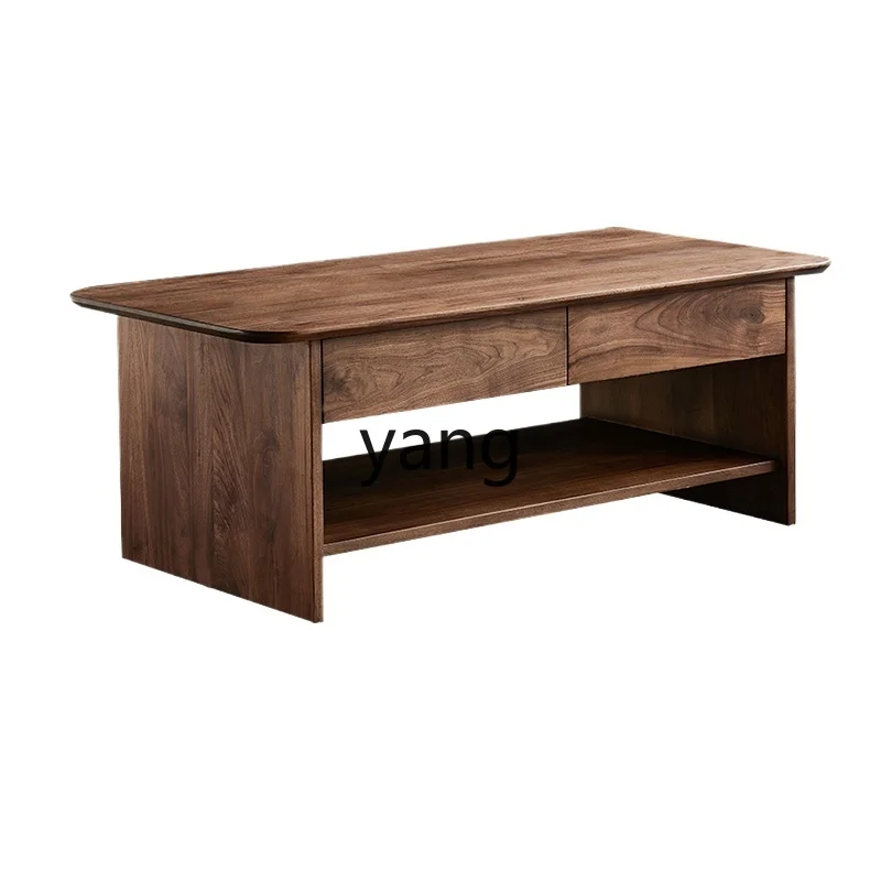 

LTT new Chinese black walnut solid wood coffee table living room home double tea table short table