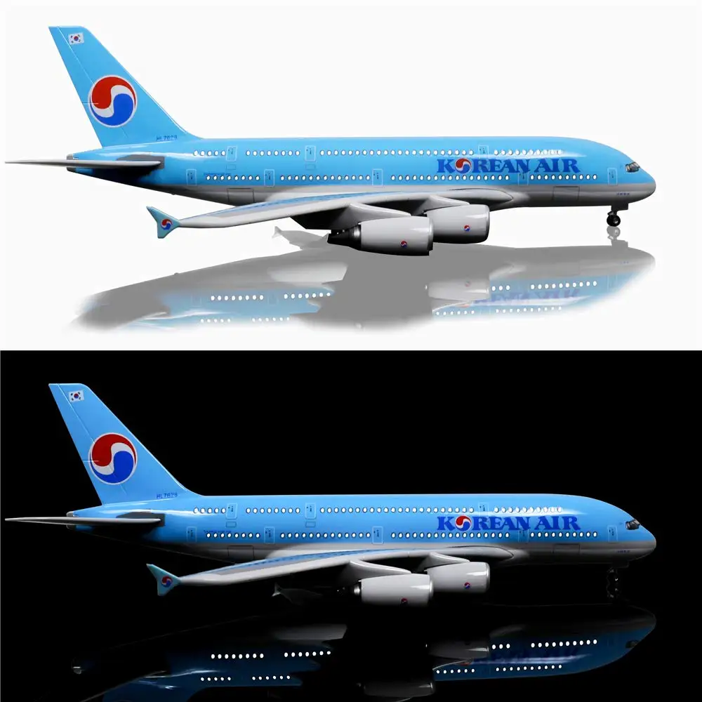 

Die-casting airplane 47CM 1:160 Model Aircraft Airbus A380 Air Korean LED Light Machine Collected decoration Room Accessories