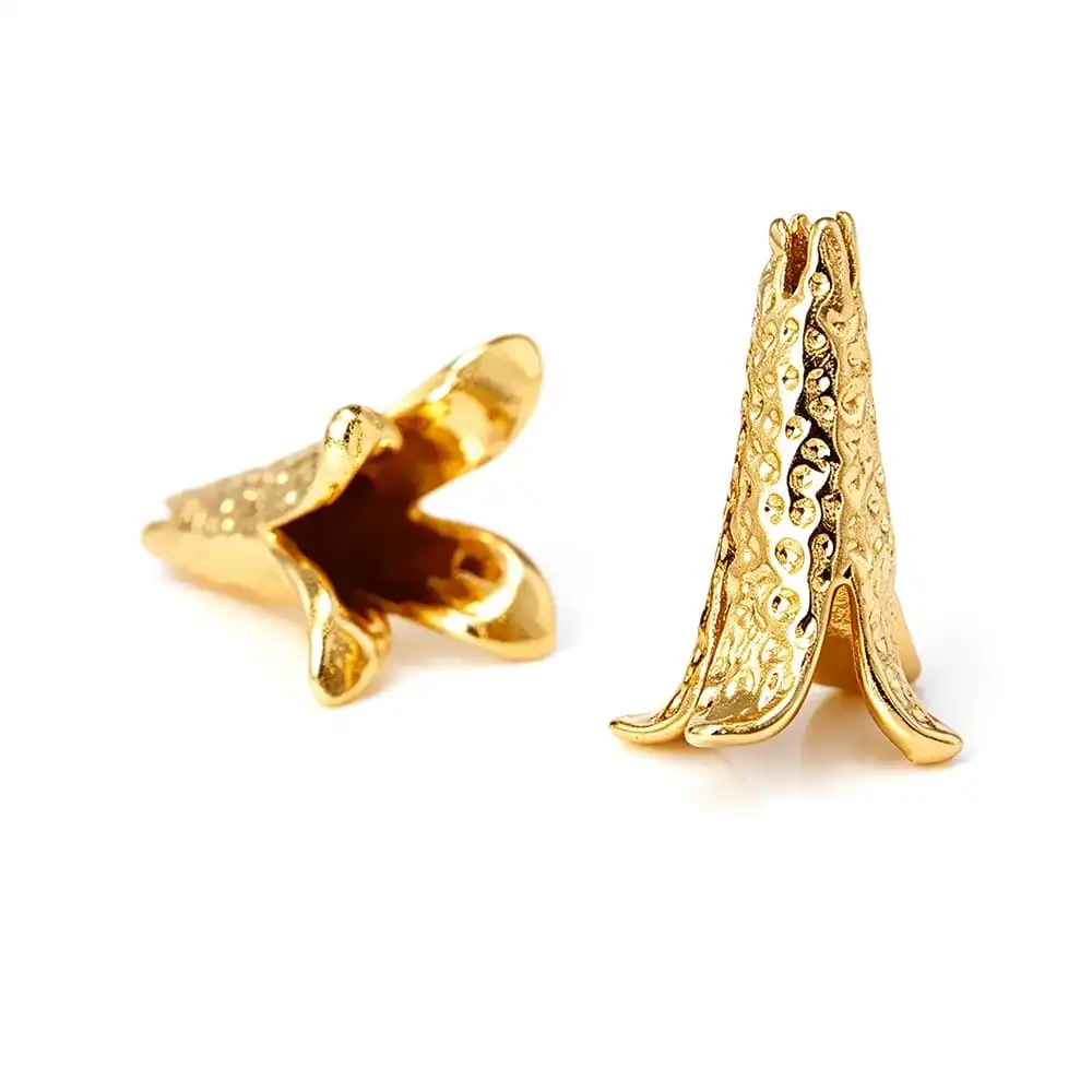 18K Gold Color Brass Long Beads Caps High Quality Diy Jewelry Making Supplies Necklace Earrings Accessories for Women