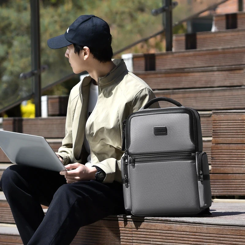 2026 High Quality Nylon Men's Backpack Waterproof Business 15.6 Inch Computer Bag Ballistic schoolbag Soft Handle 180 degrees view 5