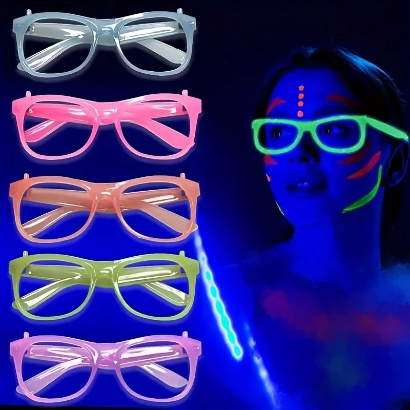 2/24 Stück Leuchtende Neon-Brillen ohne Gläser, Leuchtende Brillengestelle, Partyzubehör für Halloween, Abschlussball, Geburtstagsdekoration, Foto-Requisiten – Detail 13