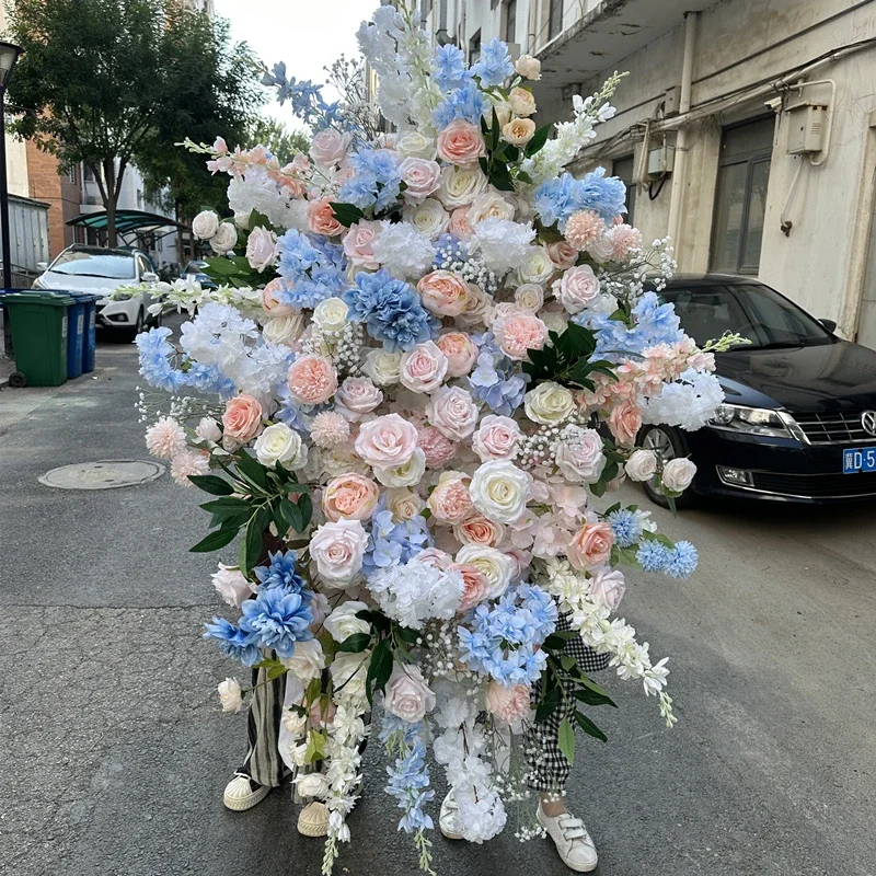 

IFG новый 5 футов на 2,5 фута белые румяна персиково-синий искусственный цветок панель для свадебного фона подвесное украшение