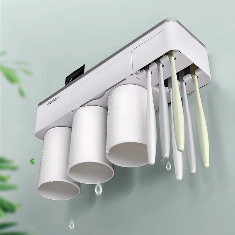 Wall-mounted Toothbrush Rack Toothpaste Holder Toothpaste Dispenser Toothpaste Squeezer Toothbrush Storage Box Bathroom Accessor