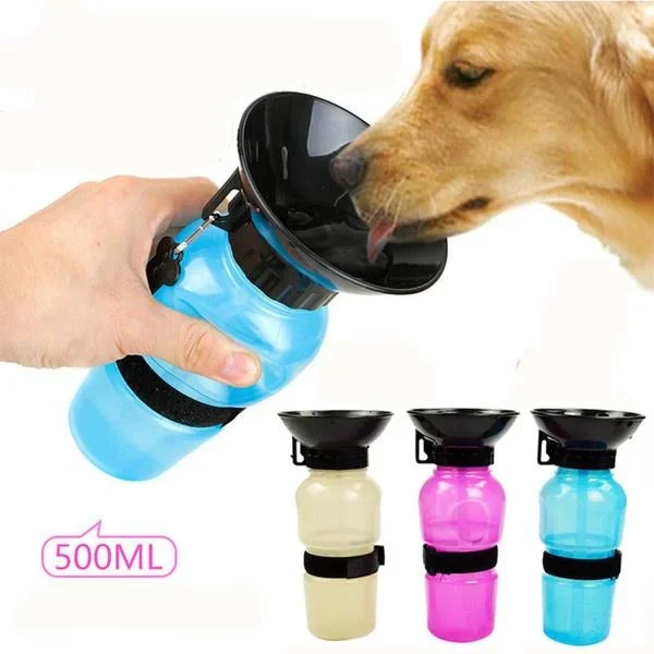 500ml Outdoor Portable Pet Dog Water Bottle Extrusion Large Dog Travel Water Cup Drinking Water Feeder Bowl for Dog Cat