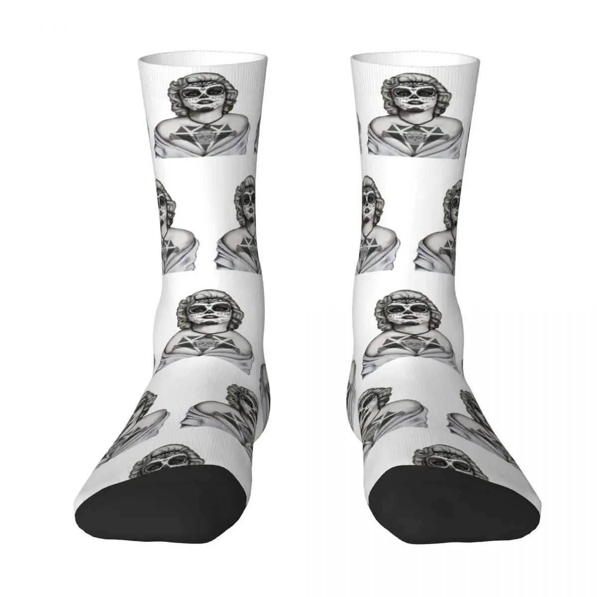 Calcetines con calavera Marilyn Monroe, medias súper suaves Harajuku, calcetines largos para todas las estaciones, accesorios para regalo de cumpleaños para hombre y mujer