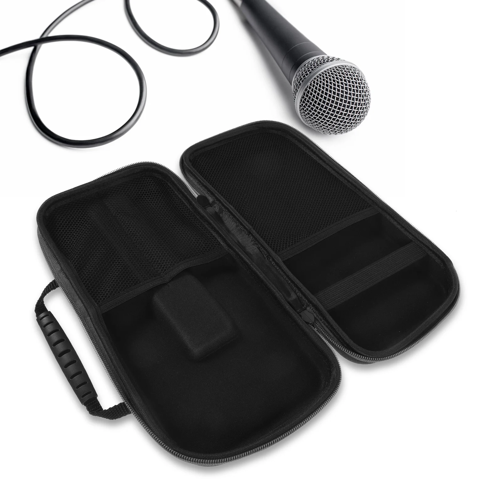 

Hard Eva Mic Case For Wireless Microphone Shockproof Storage Bag With Zipper Dual Mic Holder Travel Accessories Case Pouch For