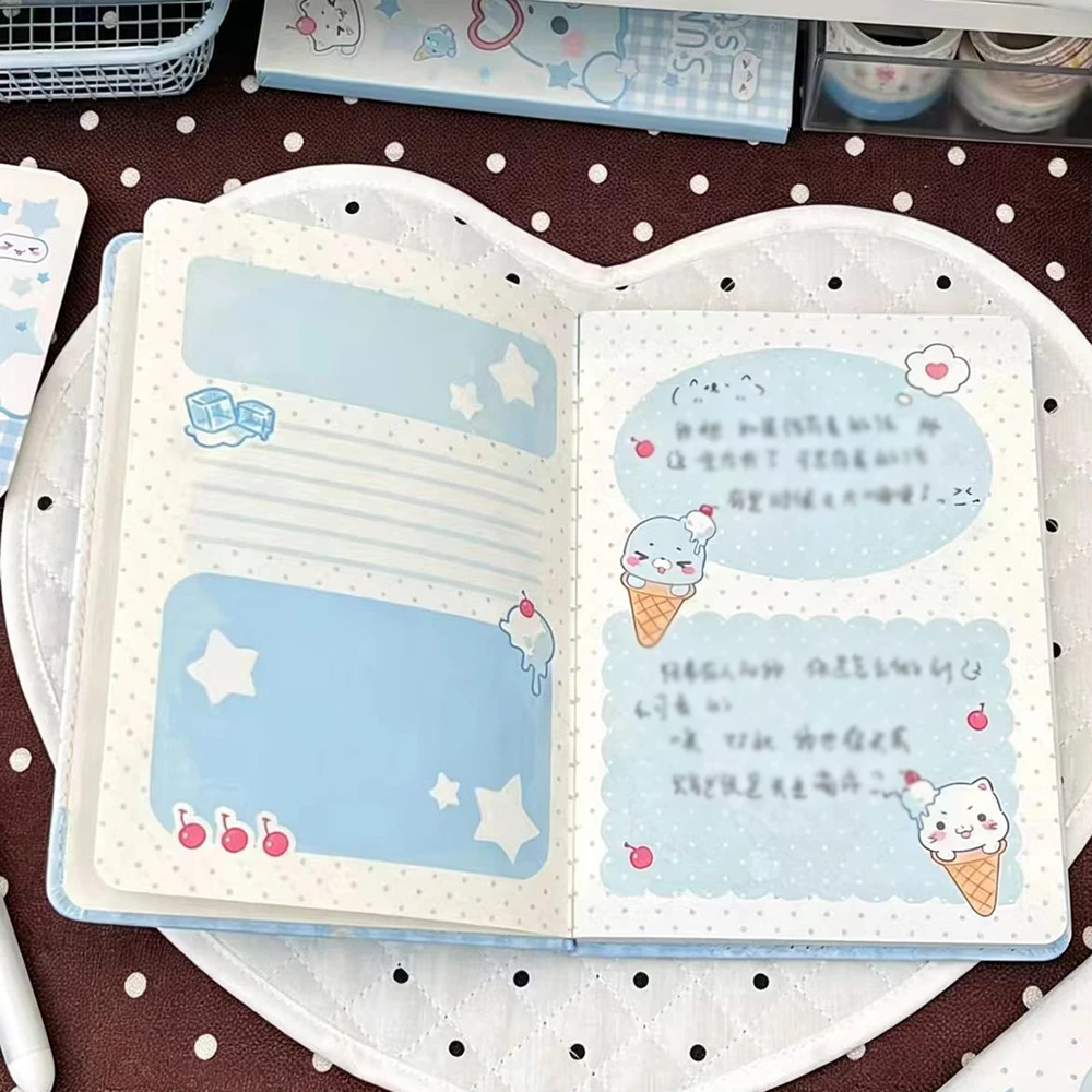 Cute little seal leather notebook, cartoon animal notebook, student portable diary, full-color inner pages