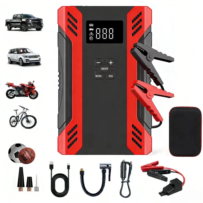 29600mWh 150PSI Car Jump Starter with Air Compressor, Portable Tire Inflator Power Bank with LED Light for Arrancador Batería Co