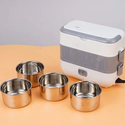 Dual Use 220V 110V Electric Heated Lunch Box Stainless Steel School Car Picnic Food Heating Heater Food Warmer Container