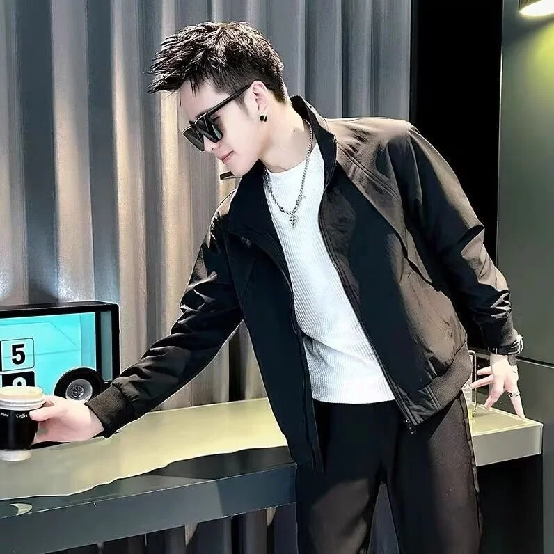 Abbigliamento da lavoro alla moda da uomo slim fit Jaet Autunno Inverno Street Sle Capispalla Casual sciolto in poliestere Chiusura lunga con cerniera