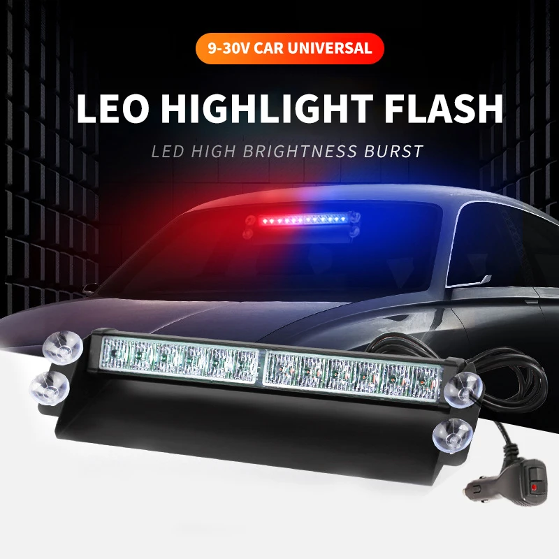 12LED Emergency Car Strobe Light Windshield Flashing Safety Warning Lamp Bar Trucks Ambulance Signal Police Lamp Waterproof 12V