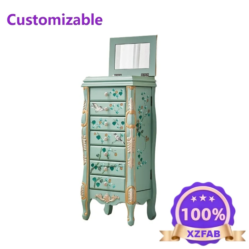 Factory Direct 2026 Seven chest cabinet with mirror decoration cabinet, bedroom makeup storage cabinet