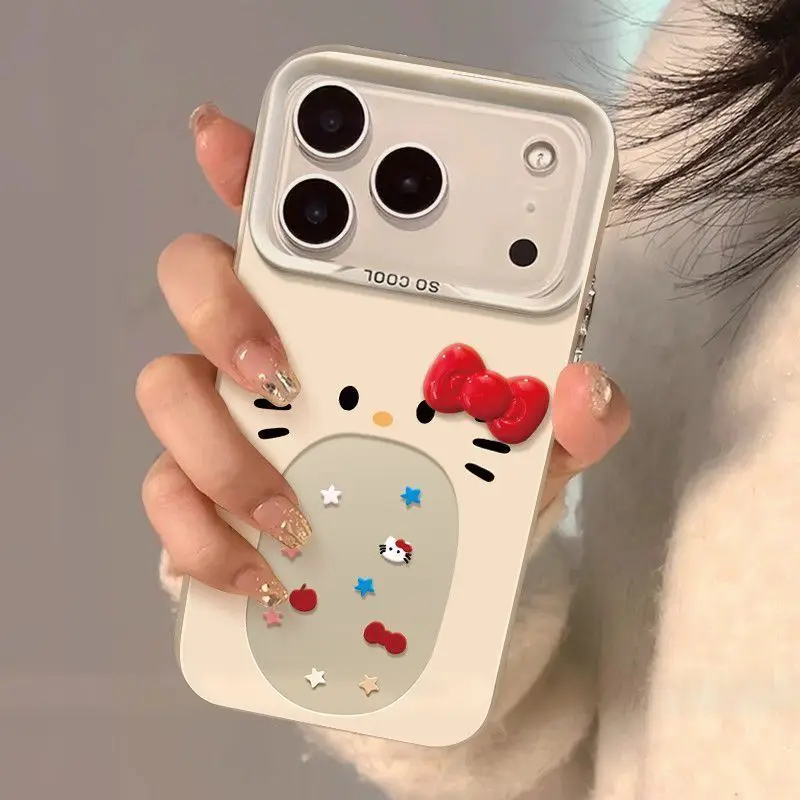 

Anime Cartoon Hello Kitty Bowknot Phone Case for IPhone 17 Pro Max 16 Pro 15 Plus 14 13 12 11 Full Coverage Protective Case