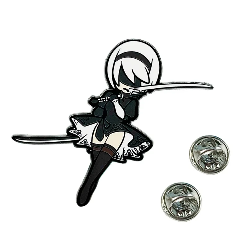 Game NieR : Automata YoRHa No. 2 Type B Cosplay Costume Props Metal Badge Lapel Pin Alloy Backpack Brooch Accessories