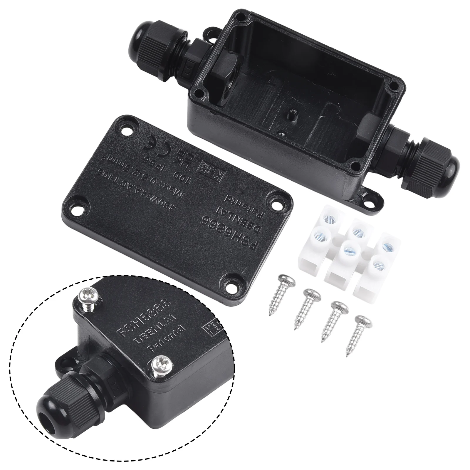 2 Way Cable Connector Junction Box with IP66 Rating for Outdoor Lighting and Power Distribution Systems up to 240V