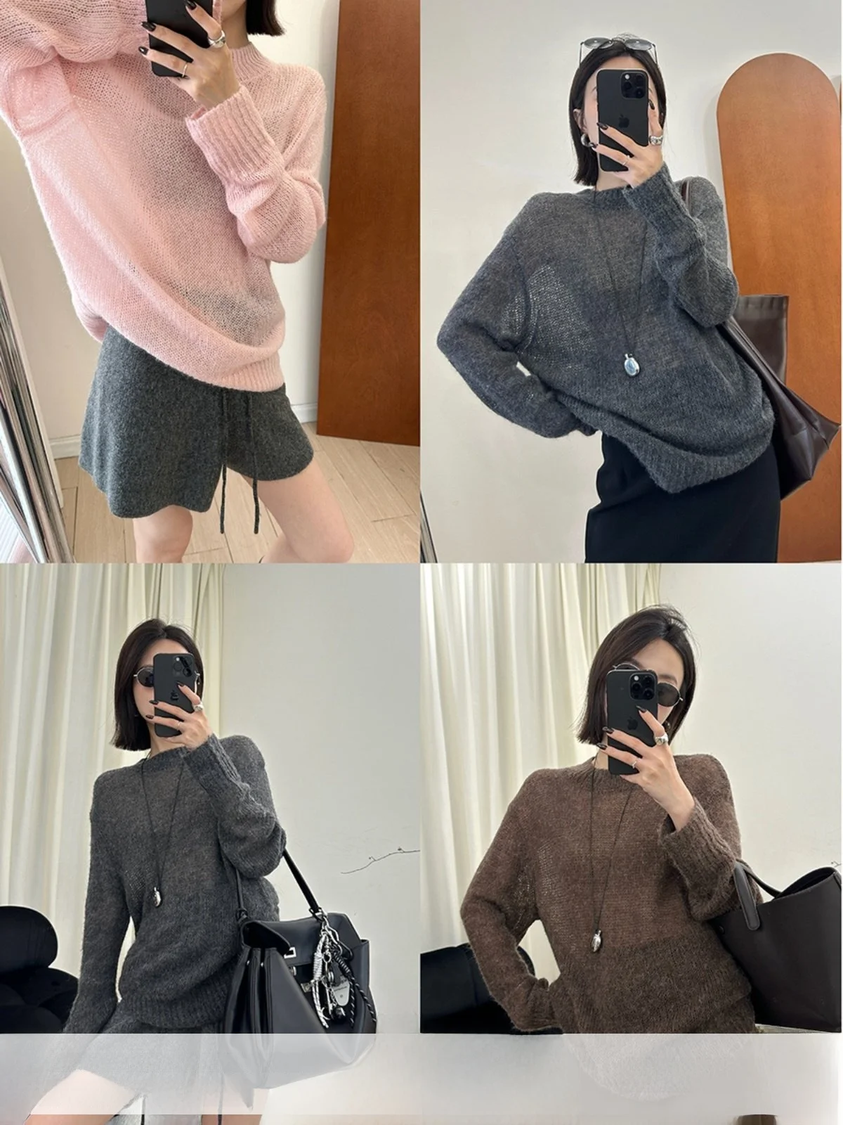 

MUCCHIC Alpaca Wool Knitted Loose Sle round Ne Sweater Early Autumn Casual Comfortable Long Sve Color Top