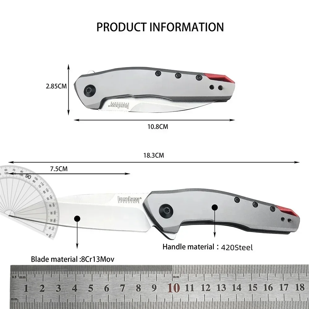 KS 1415 Pocket Folding Knife 8Cr13Mov Blade 420 Steel Handle Outdoor Tactical Knife Camping Survival Hunting Multi-function Tool