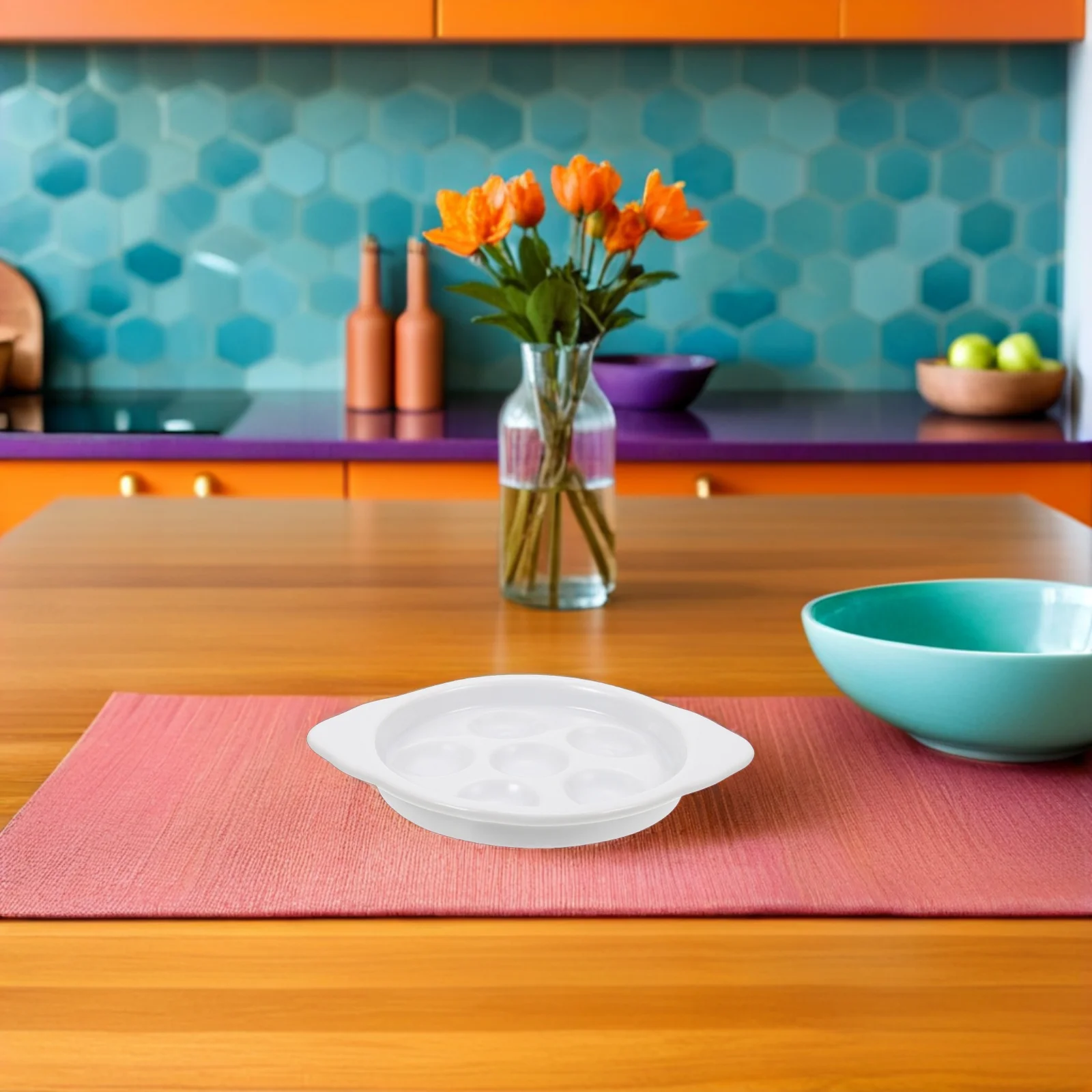 

4Pcs French Escargot Baking Dishes 7 Inch Ceramic Snail Plates with 6 Deep Holes Heat Resistant for Oven Bbq Seafood Serving