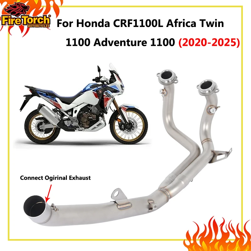 

Slip On For Honda CRF1100L Africa Twin 1100 Adventure 2020-2025 Motorcycle Exhaust Escape Systems Front Link Pipe Connect 51mm