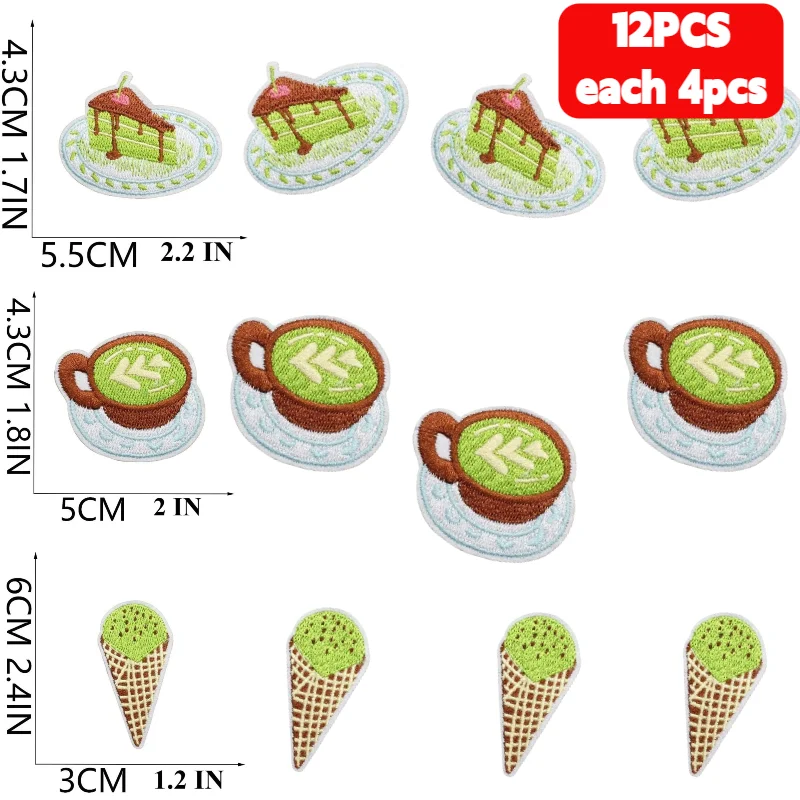 

10/12 шт. DIY милые десертные нашивки с вышивкой, послеобеденный чай, термопереносные накладки для джинсов, куртки, шляпы, швейные аппликации