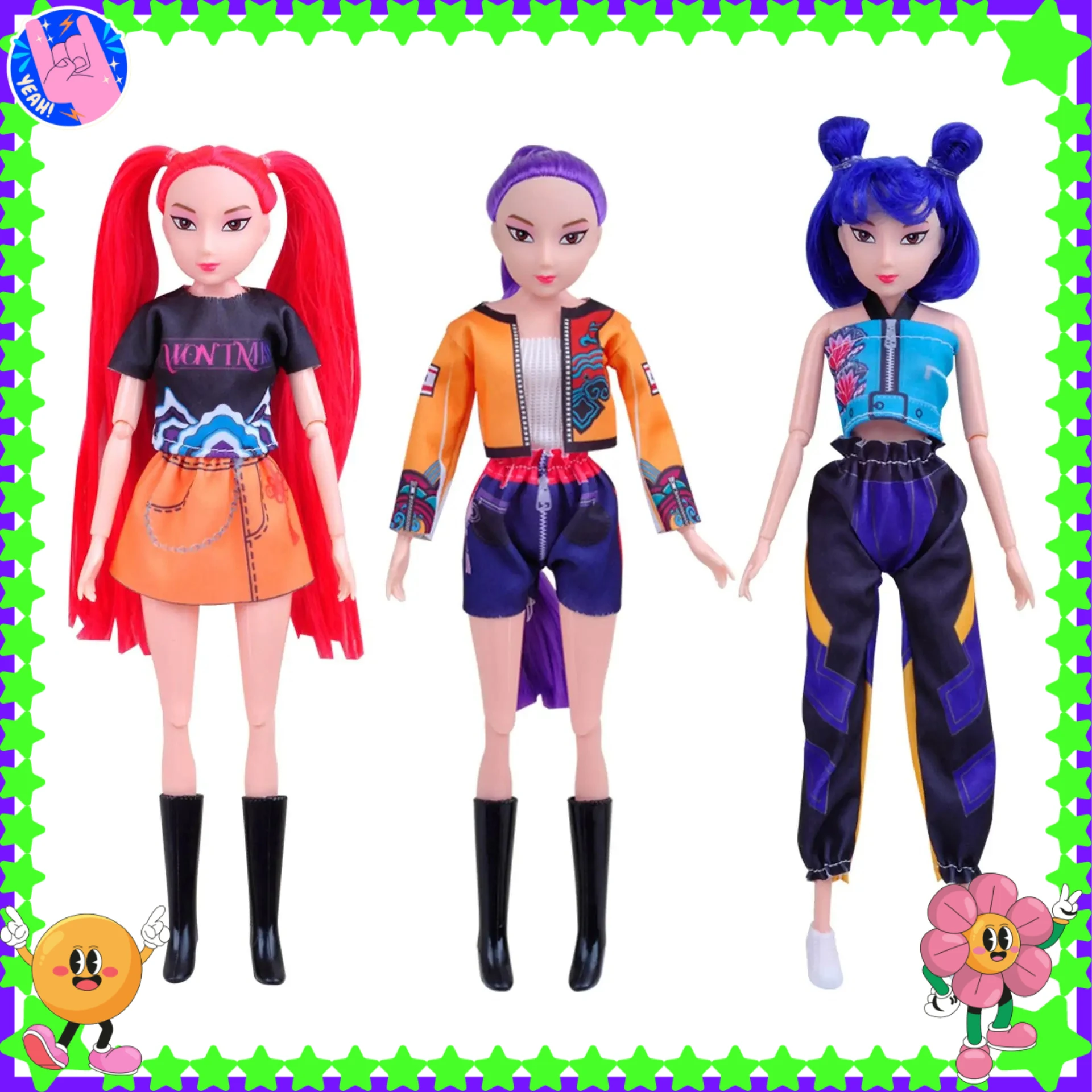 Set di 3 figure in vinile premium, bambola K-POP Demon Hunters Rumi Zoey Mira, giocattoli da collezione anime per esposizione e decorazione