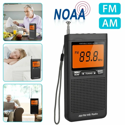 Imagen 2 del producto Mini Radio portátil AM FM NOAA, Radio meteorológica, Mini Radio de bolsillo, excelente recepción, pantalla LCD grande, despertador, Radios