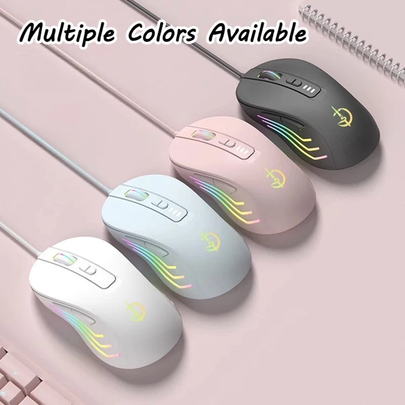 

Wire Gaming Mouse RGB Lighting Effects Mouse Four-Level DPI Adjustable Ergonomic Design Mouse for Mac Laptop PC Computer Gamer