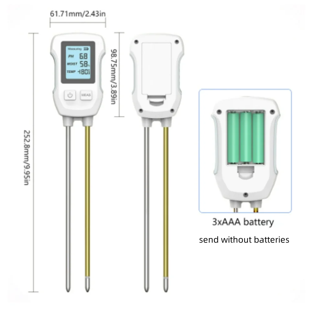 3 In 1 Soil PH Meter LCD Digital Display Soil PH Temperature Humidity Meter Household Bonsai Planting Tool