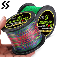 Sougayilang X+12 Strands Braided Fishing Line 150M 350M 550M PE Fishing Line 28.9-60LB Multifilament Fishing Line Smooth Pesca