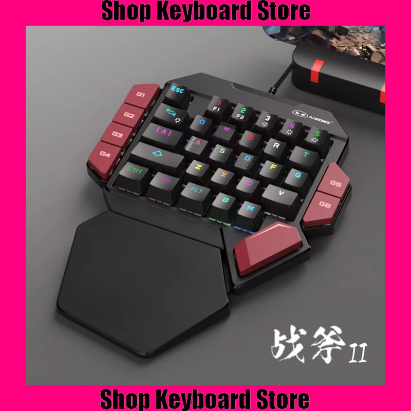 MageGee Mechanical One Handed Keyboard Gaming Esports Left Hand Small Portable Support Ergonomics RGB Lighting Christmas Gift