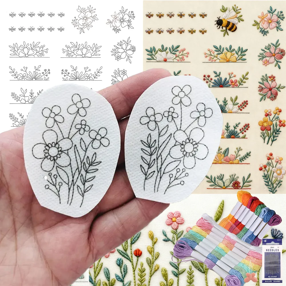 Water Soluble Stabilizer Embroidery Patterns Stick Stitch Embroidery Flower Pre-Printed Water Soluble Crafts Paper for Embroider