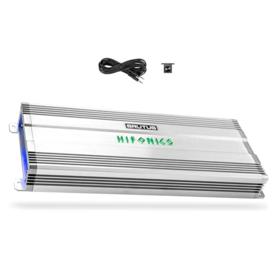 Car audio amplifier, aluminum chassis, black, 3000W Class D monoblock with UV meter, dual toroidal transformers, and shielded i