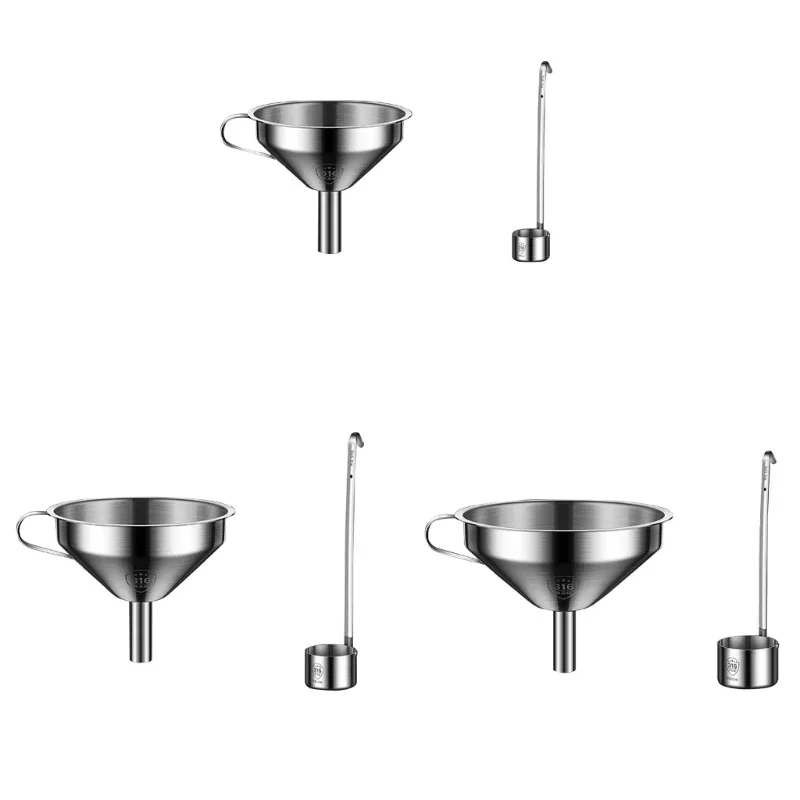 Effective Kitchen Cooking Oil Funnel Practical Stainless Steel Funnel with Fine Mesh Ladle for Straining Beverages