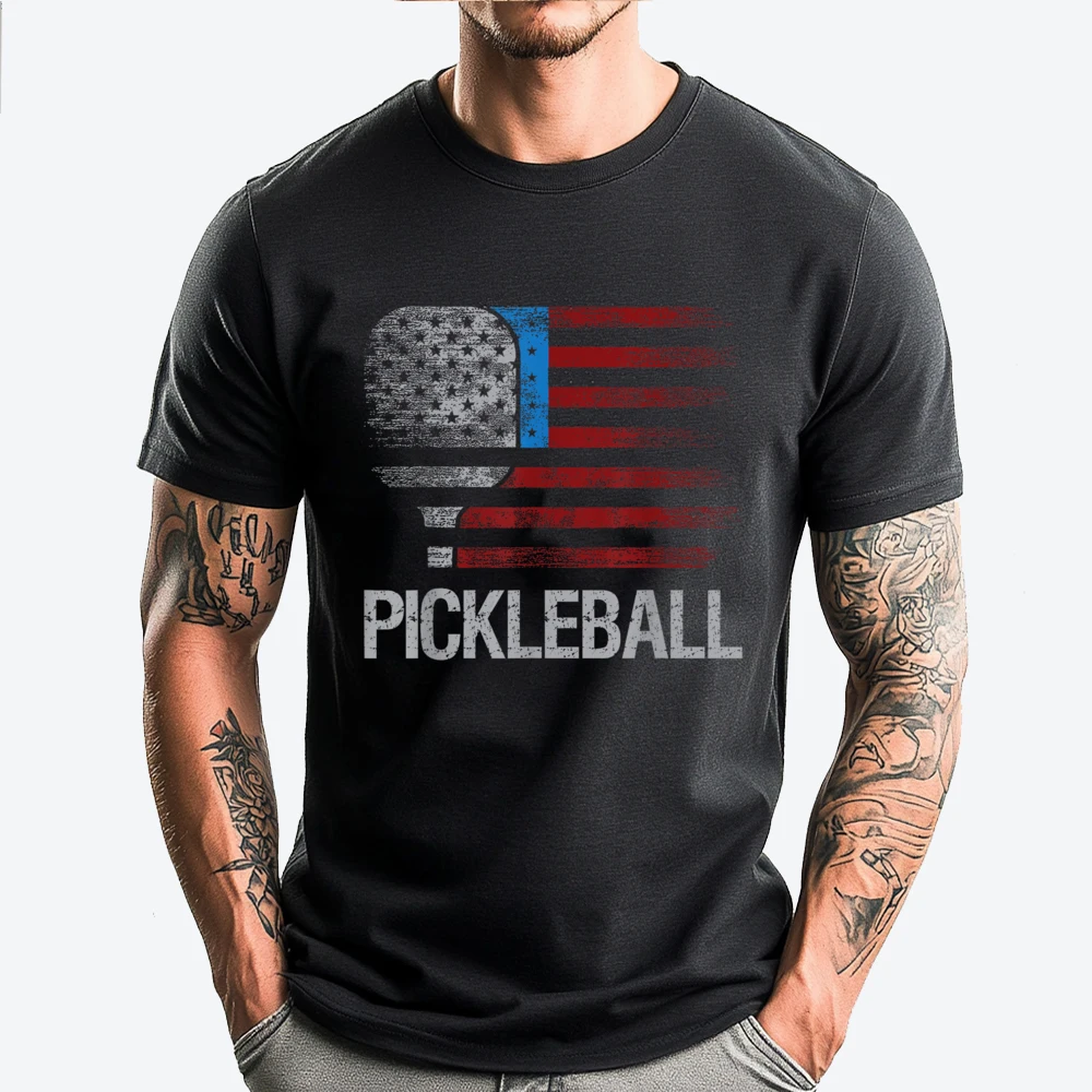 

US Flag Pickleball Player Paddleball Lover Funny Shirt Camiseta Masculina Outdoor
