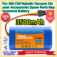 For 360 C50 Robotic Vacuum Cleaner Accessories Spare Parts 14.8V 3500mAh Replacement Battery