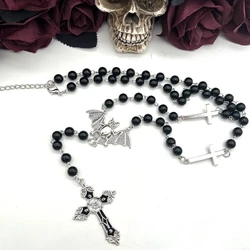 Cross Vampire Ankh Rosary Occult Goth Ankh Beads Bat Gothic Vampire Vampiric Beaded Egyptian Tradgoth Jewelry Gift Handmade