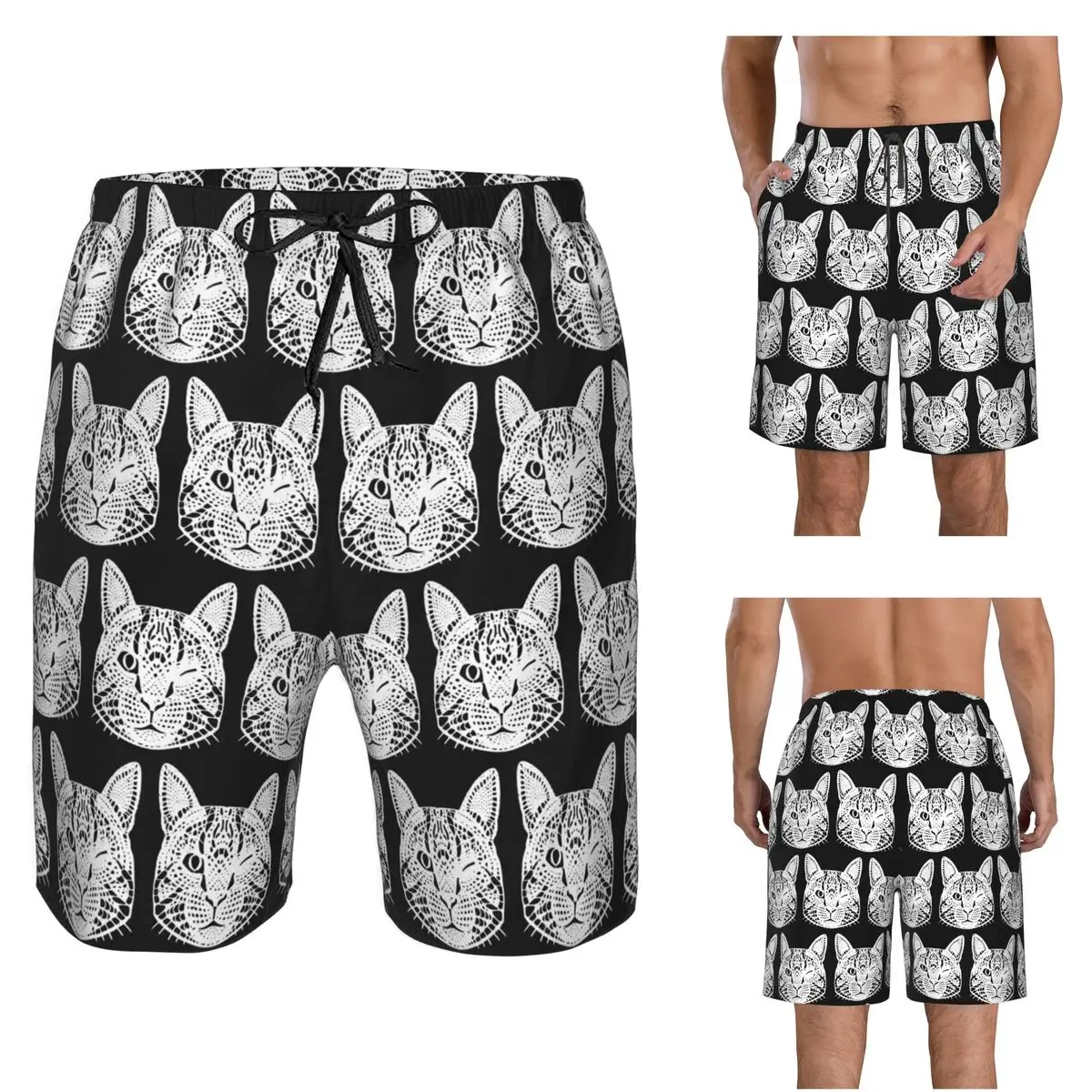 Baby Lasagna Cat Trunks Beach Board Shorts Casual Quick Dry Swim Summer Men Pants