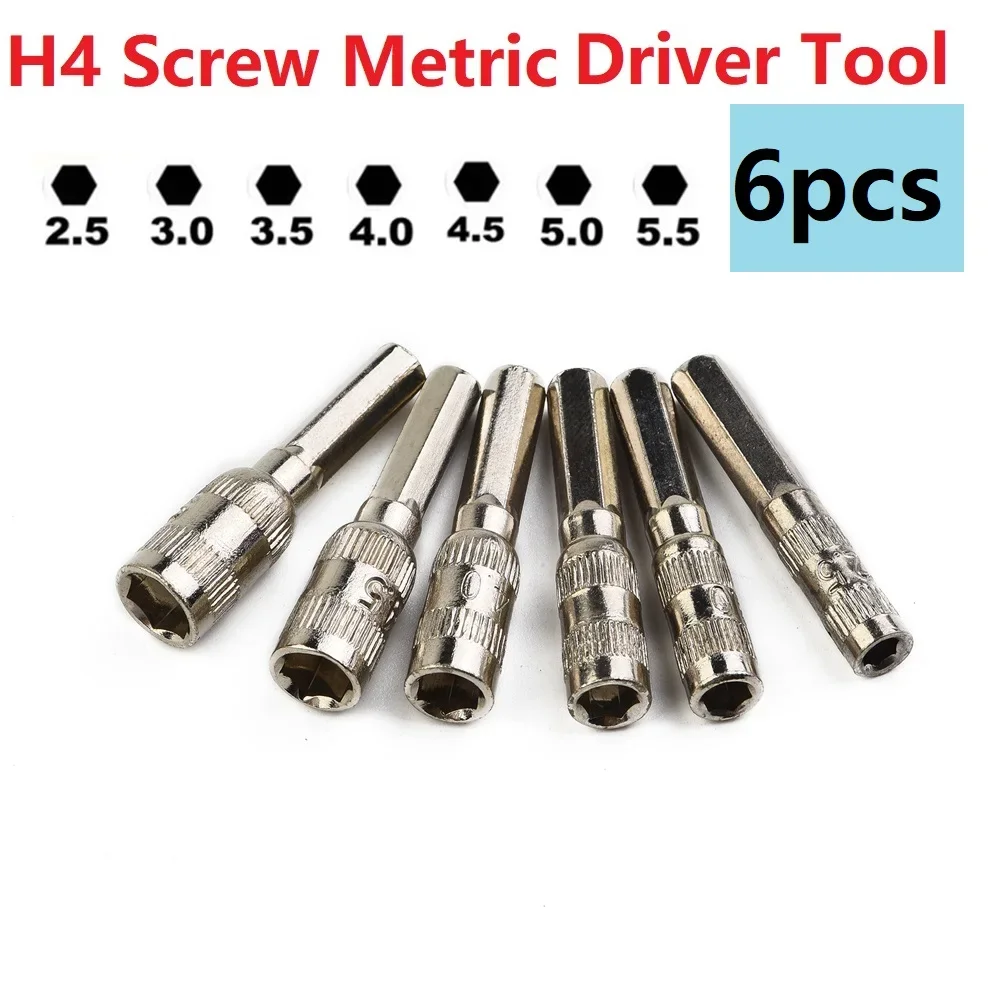 6 In 1 6 Points Hex Shank Socket 2.5-5mm Hex Socket H4 Nut Driver Multifunction Hand Tool For Car Repairing Socket Wrenches
