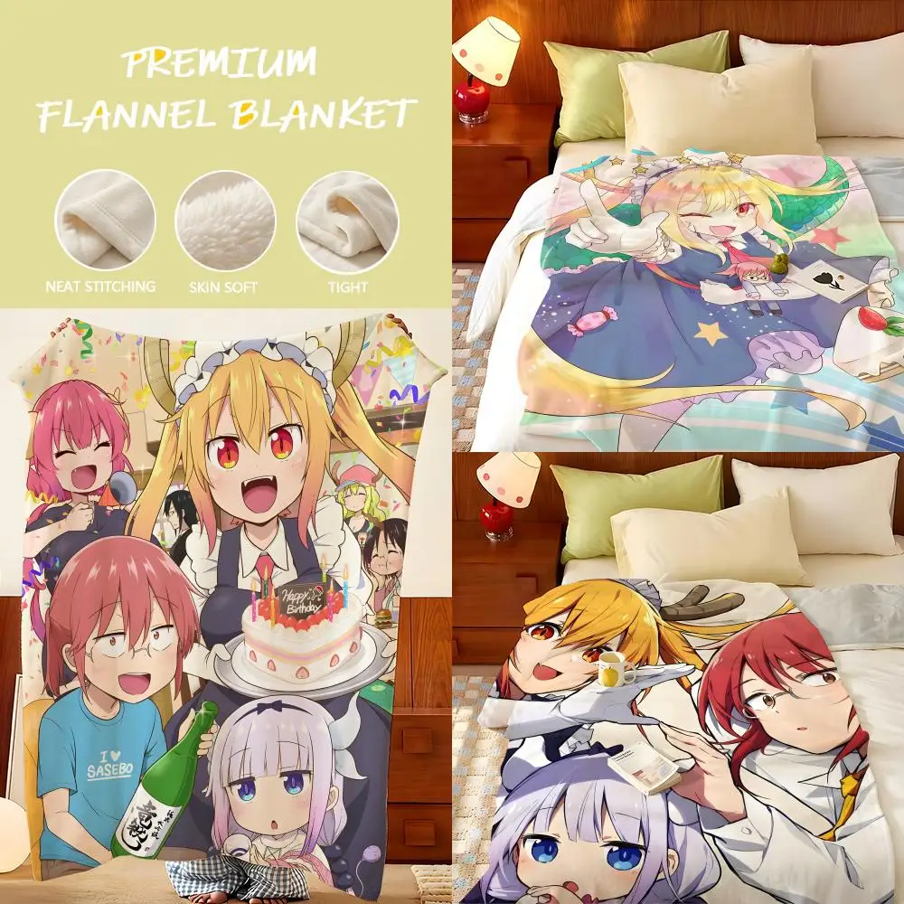 Anime M-Miss K-Kobayashis D-Dragon M-Maid Throw Flannel Throw Blanket, Lightweight Cozy, Durable Washable cute Cool